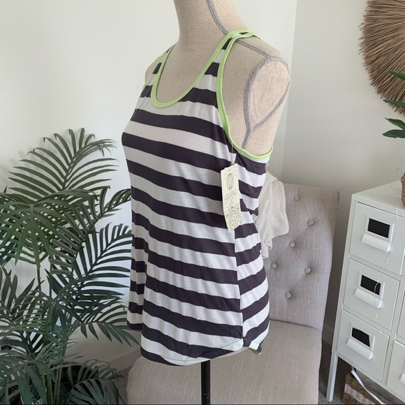 NWT Balance Collection Charcoal + White Striped Racerback Yoga Tank Top Medium - Picture 10 of 11